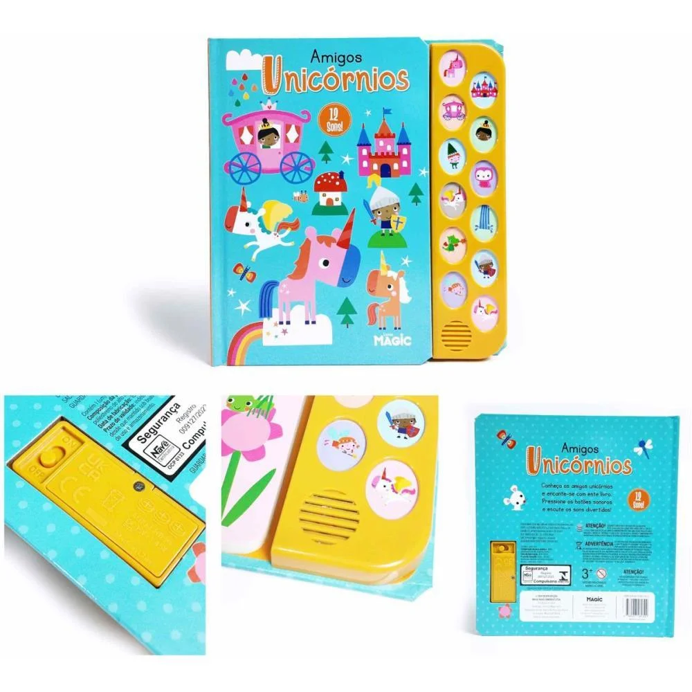 LIVRO SONORO UNICORNIOS 12 SONS 21X21CM MAGIC KIDS (UNIDADE) - imagem 4
