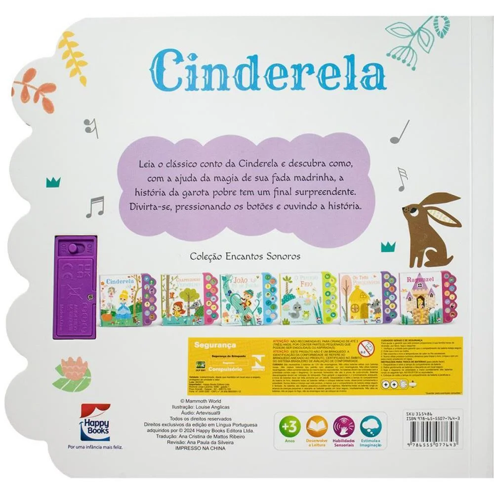 LIVRO SONORO CINDERELA HIST.28,8X27,2CM 10P TODOLIVRO (UNIDADE) - imagem 5