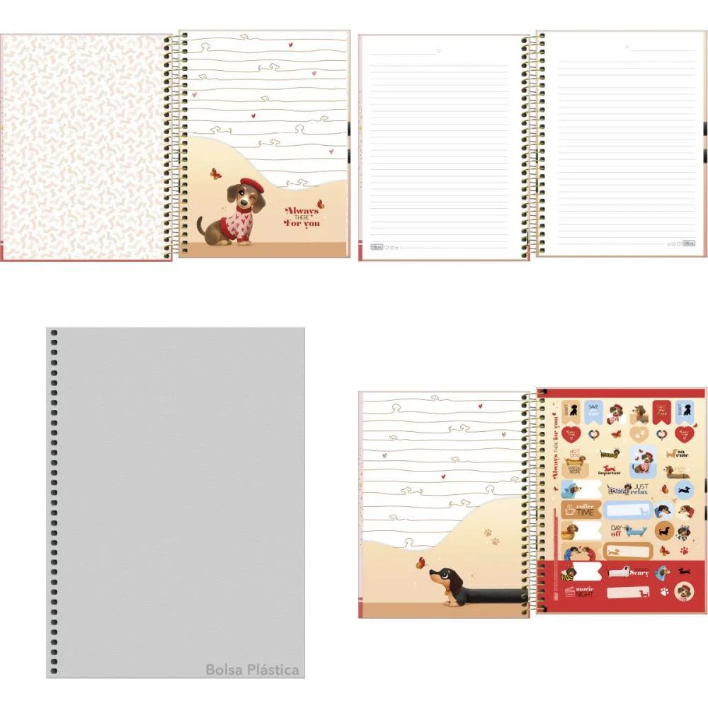 CADERNO 10X1 CP.DURA COLEGIAL BROWNIE DOG 120FLS 177X240MM TILIBRA (PCT.C/04) - imagem 4
