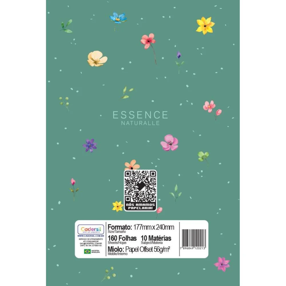 CADERNO 10X1 CP.DURA COLEGIAL ESSENCE NATURALLE 160FLS CADERSIL (PCT.C/04) - imagem 9