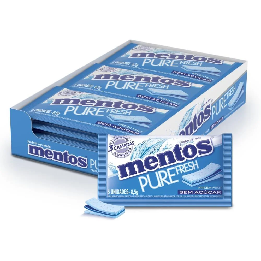 GOMA DE MASCAR MENTOS PURE FRESH MINT 8,5G PERFETTI VAN MELLE (DP.C/15) - imagem 3