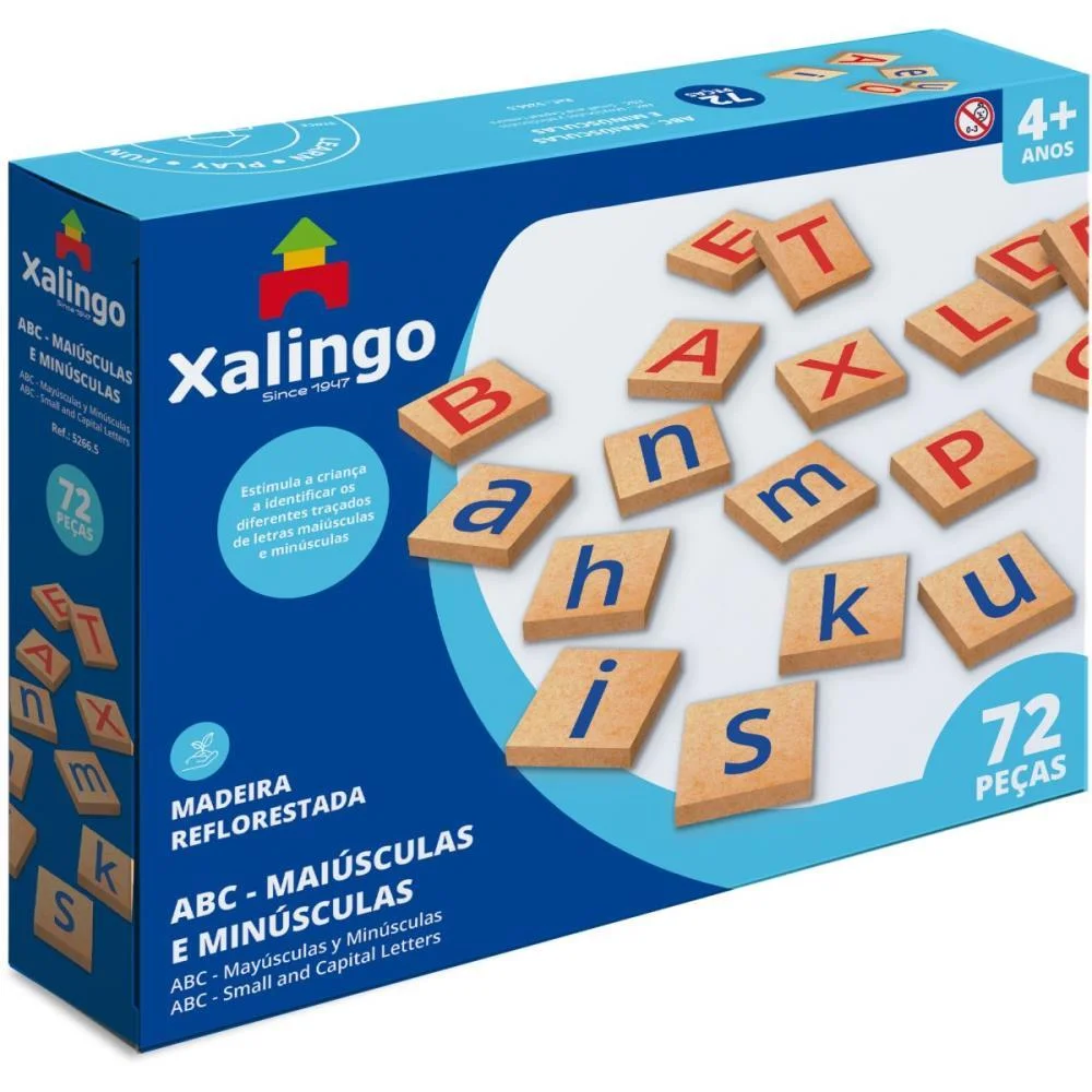 BRINQUEDO PEDAGOGICO MADEIRA ABC MAIUSCULAS/MINUSCULAS 72PC XALINGO (UNIDADE) - imagem 2