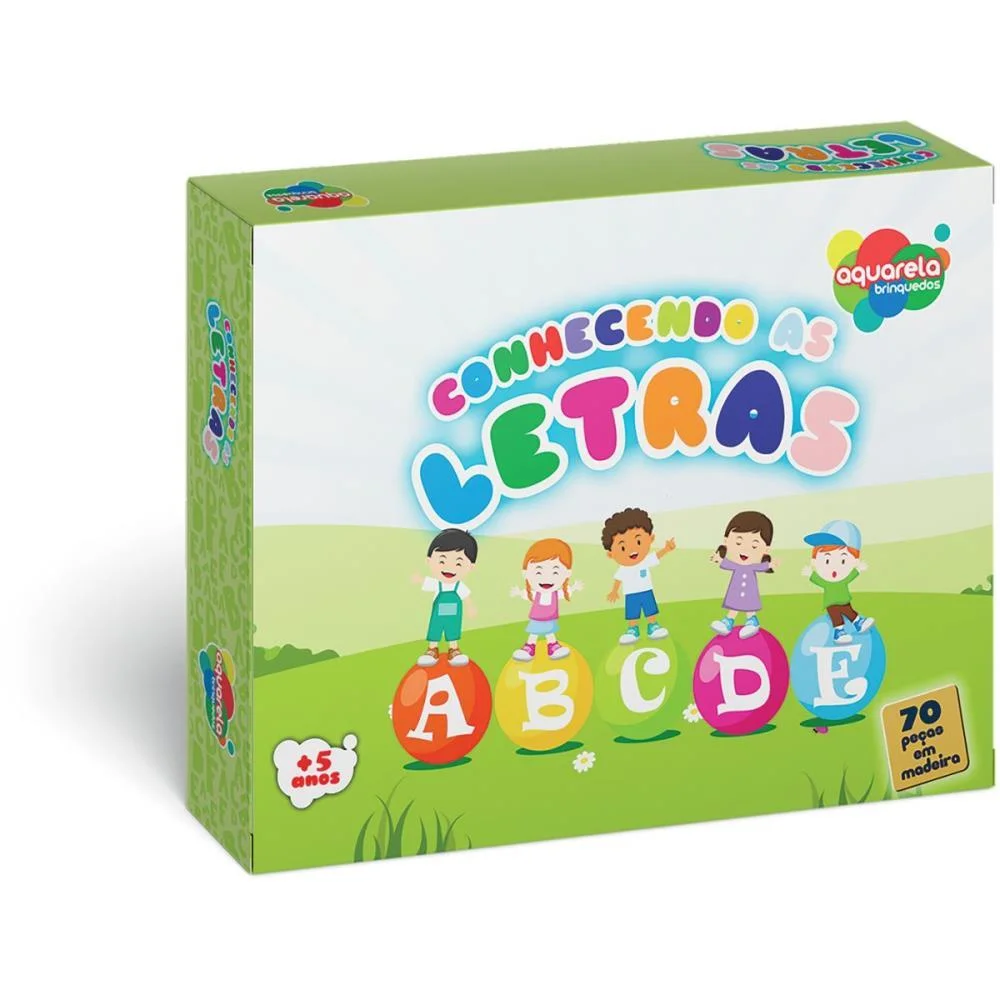 BRINQUEDO PEDAGOGICO MADEIRA CONHECENDO AS LETRAS 70PCS AQUARELA BRINQUEDOS (UNIDADE) - imagem 2