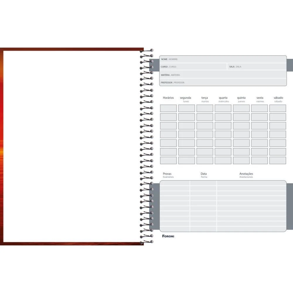 CADERNO 12X1 CAPA DURA 4 ELEMENTOS 192FLS. FORONI (PCT.C/04) - imagem 7