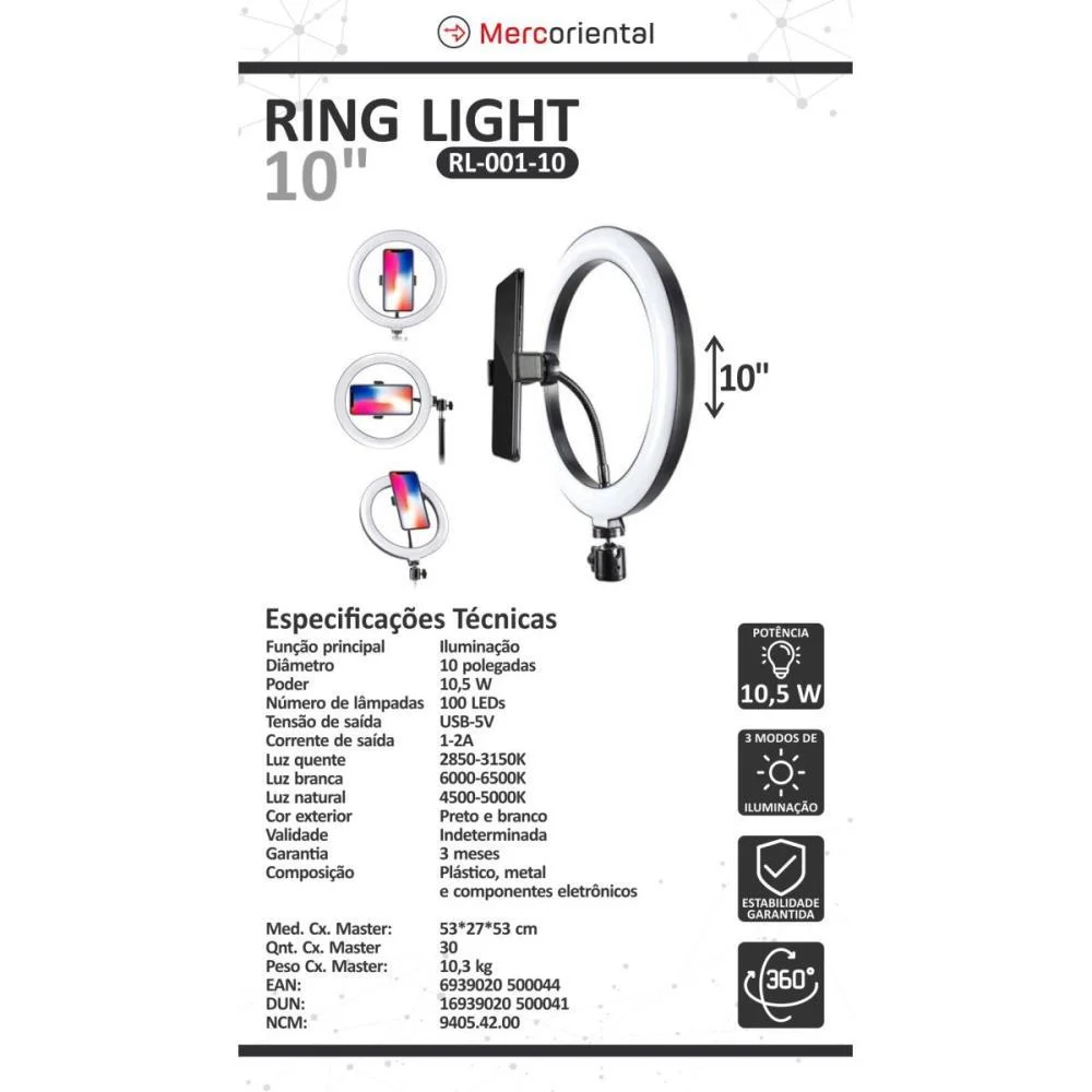 RING LIGHT PARA ILUMINACAO 10POL MERCORIENTAL (UNIDADE) - imagem 4