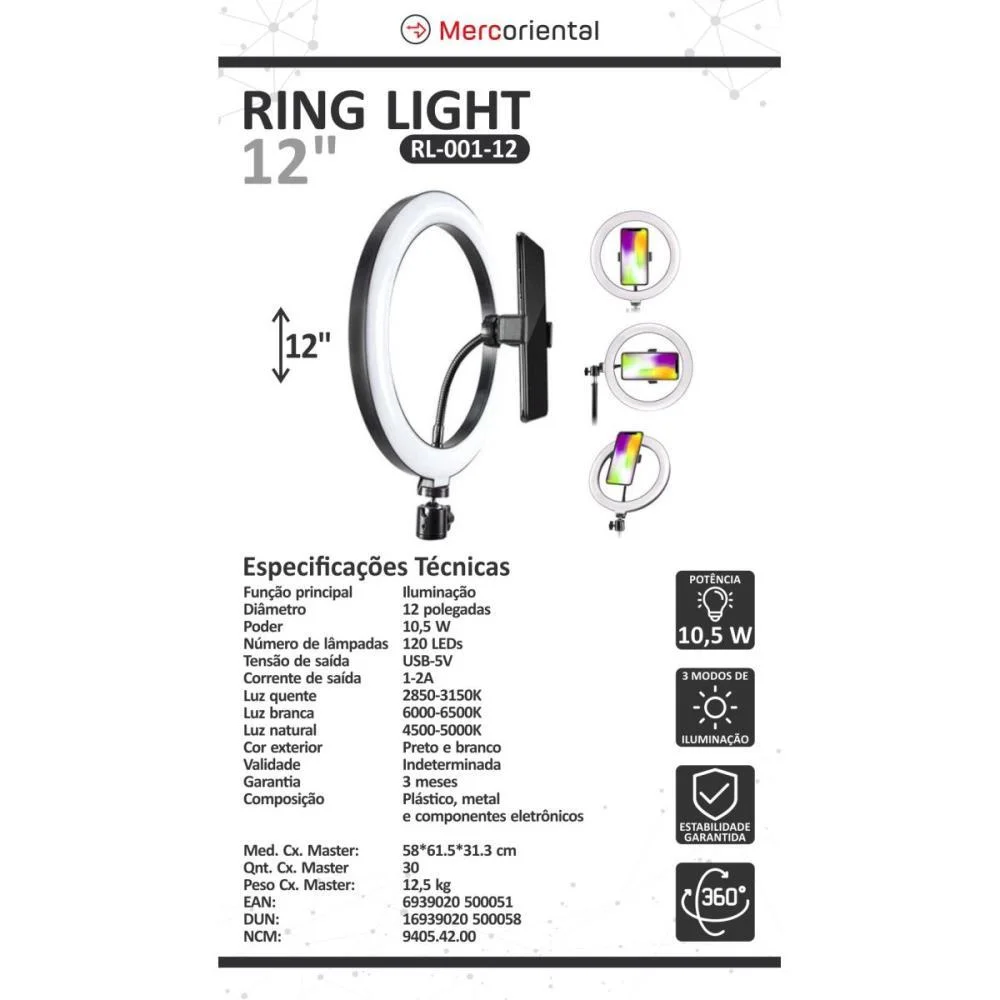 RING LIGHT PARA ILUMINACAO 12POL MERCORIENTAL (UNIDADE) - imagem 4