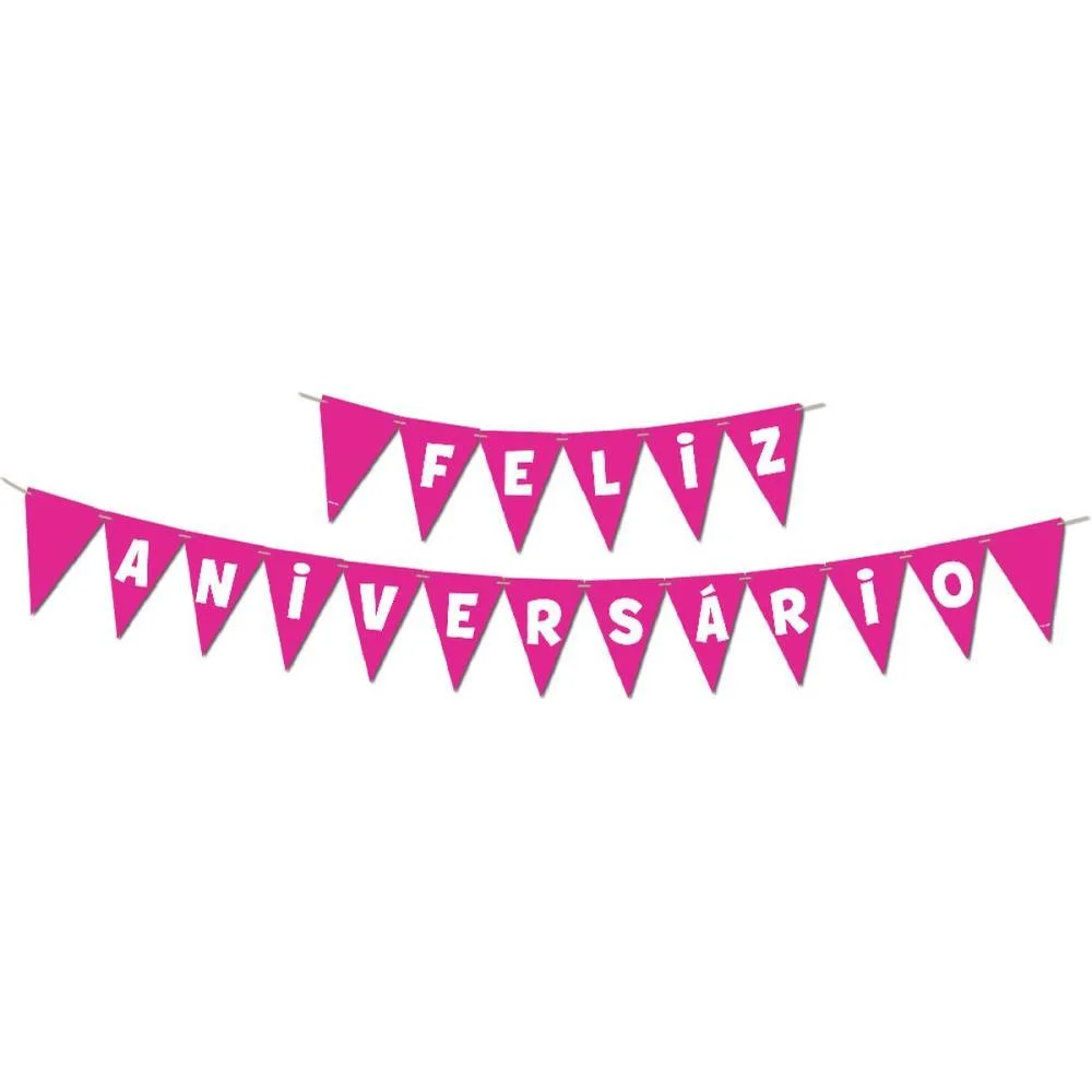 FAIXA DECORATIVA FELIZ ANIVERSARIO ROSA FESTCOLOR (UNIDADE) - imagem 3