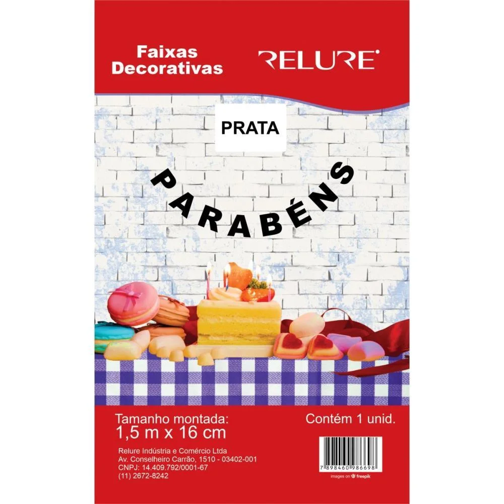 FAIXA DECORATIVA PARABENS PRATA 1,5MX16CM C/COR HONEY (UNIDADE) - imagem 3