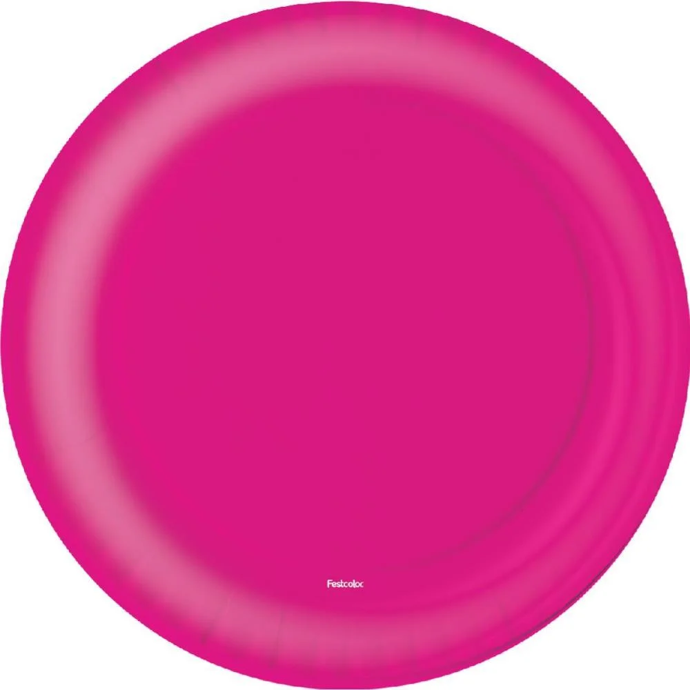 PRATO DESCARTAVEL DE PAPEL REDONDO ROSA ESCURO FESTCOLOR (PCT.C/08) - imagem 2