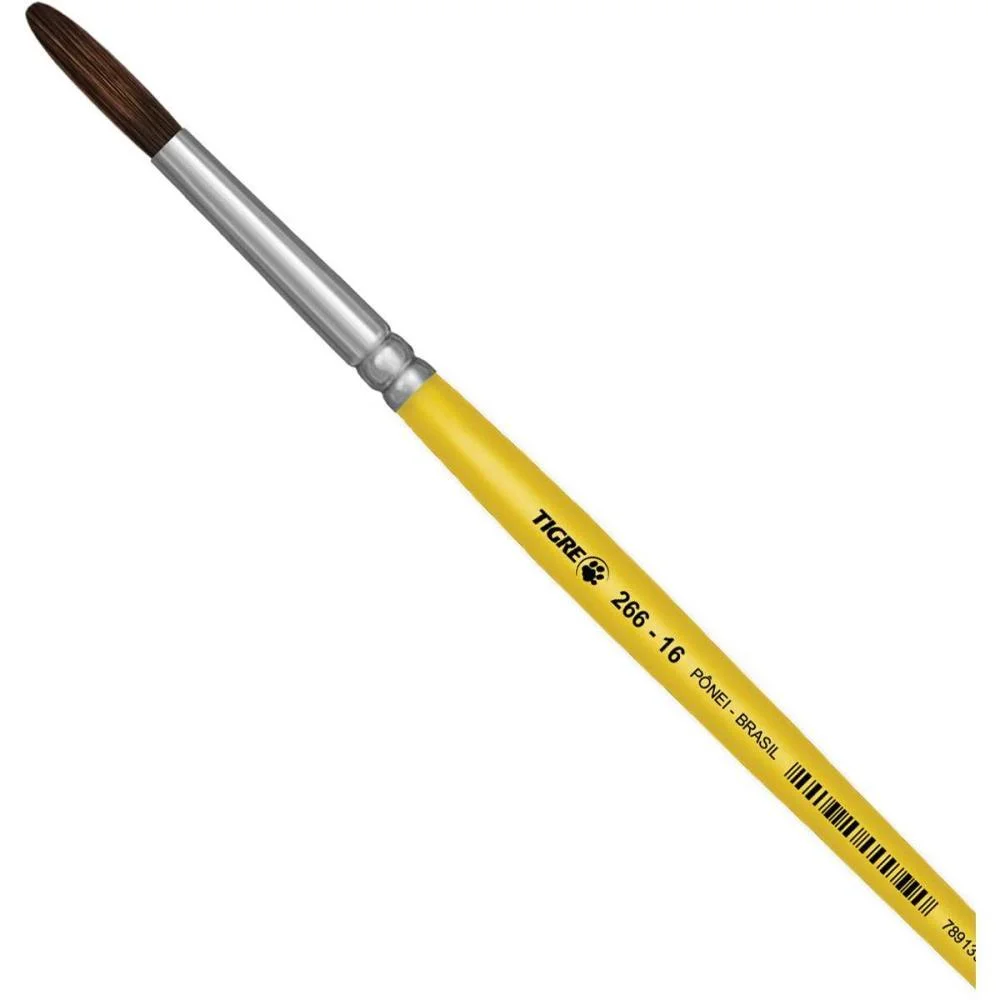 PINCEL ESCOLAR REDONDO 266 N.16 AMARELO PINCEIS TIGRE (DUZIA) - imagem 2