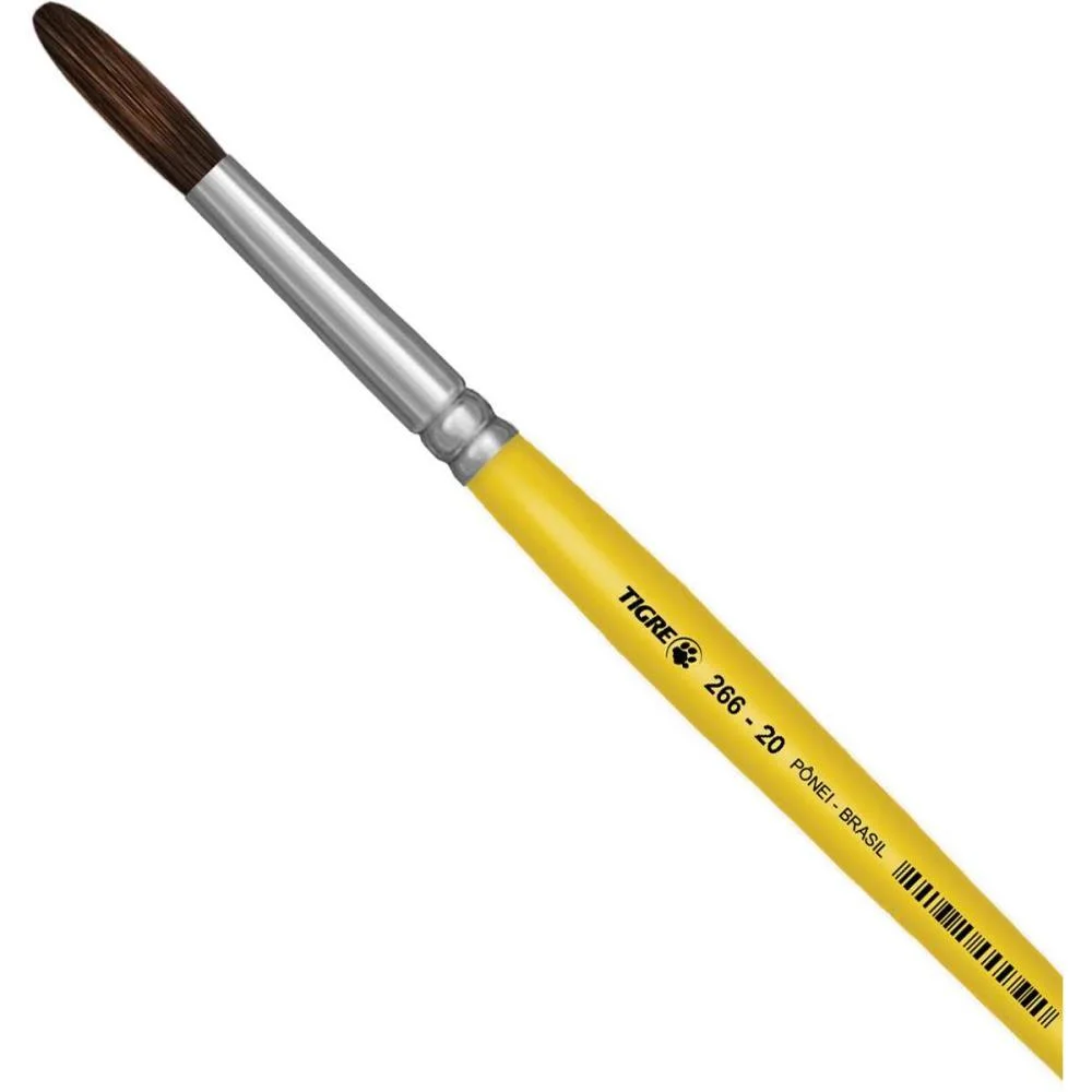 PINCEL ESCOLAR REDONDO 266 N.20 AMARELO PINCEIS TIGRE (DUZIA) - imagem 3