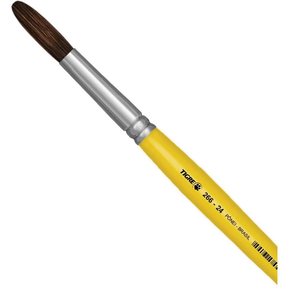 PINCEL ESCOLAR REDONDO 266 N.24 AMARELO PINCEIS TIGRE (DUZIA) - imagem 2
