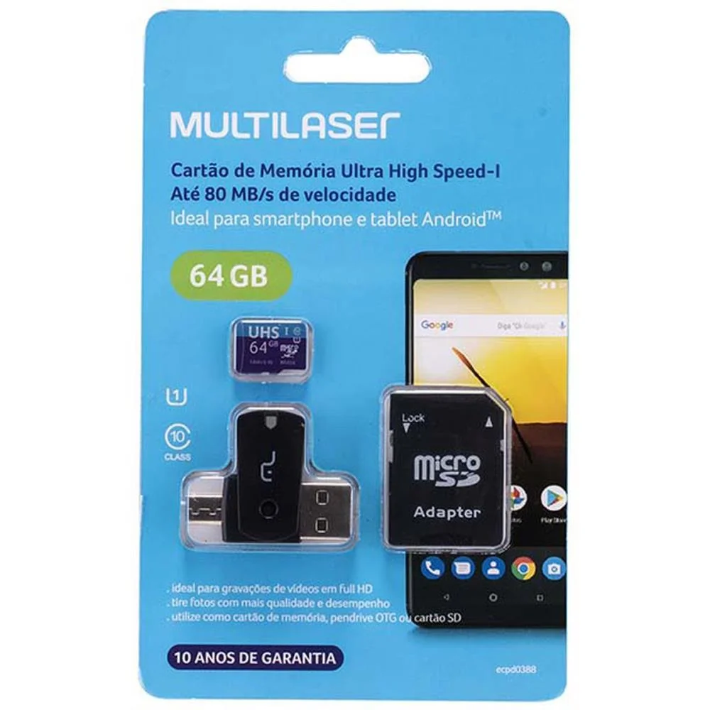 CARTAO DE MEMORIA KIT 3 EM 1 64GB 10 CLASS MULTI (UNIDADE) - imagem 3