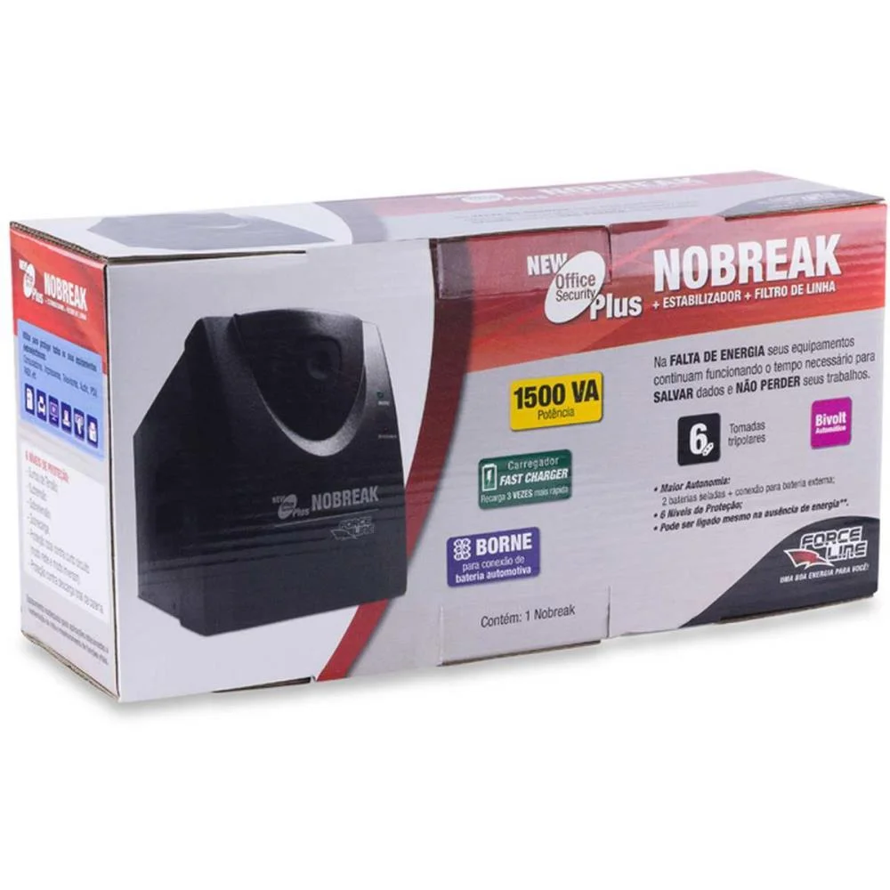 NO-BREAK 1500 VA UPS 2BATERIA BIVOLT PT FORCE LINE (UNIDADE) - imagem 4