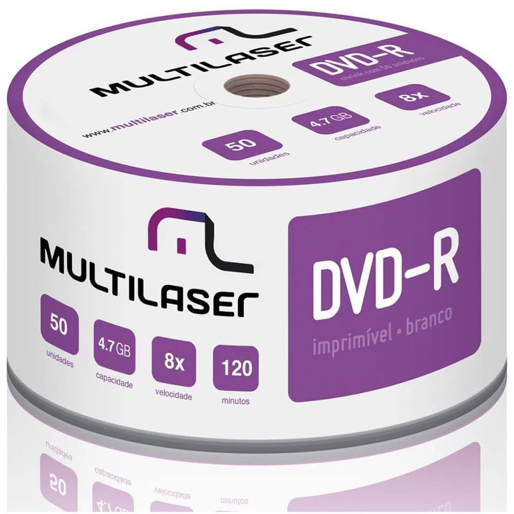 DVD GRAVAVEL DVD-R 16X SHRINK IMPRIMIVEL MULTI (TUBO-50) - imagem 3