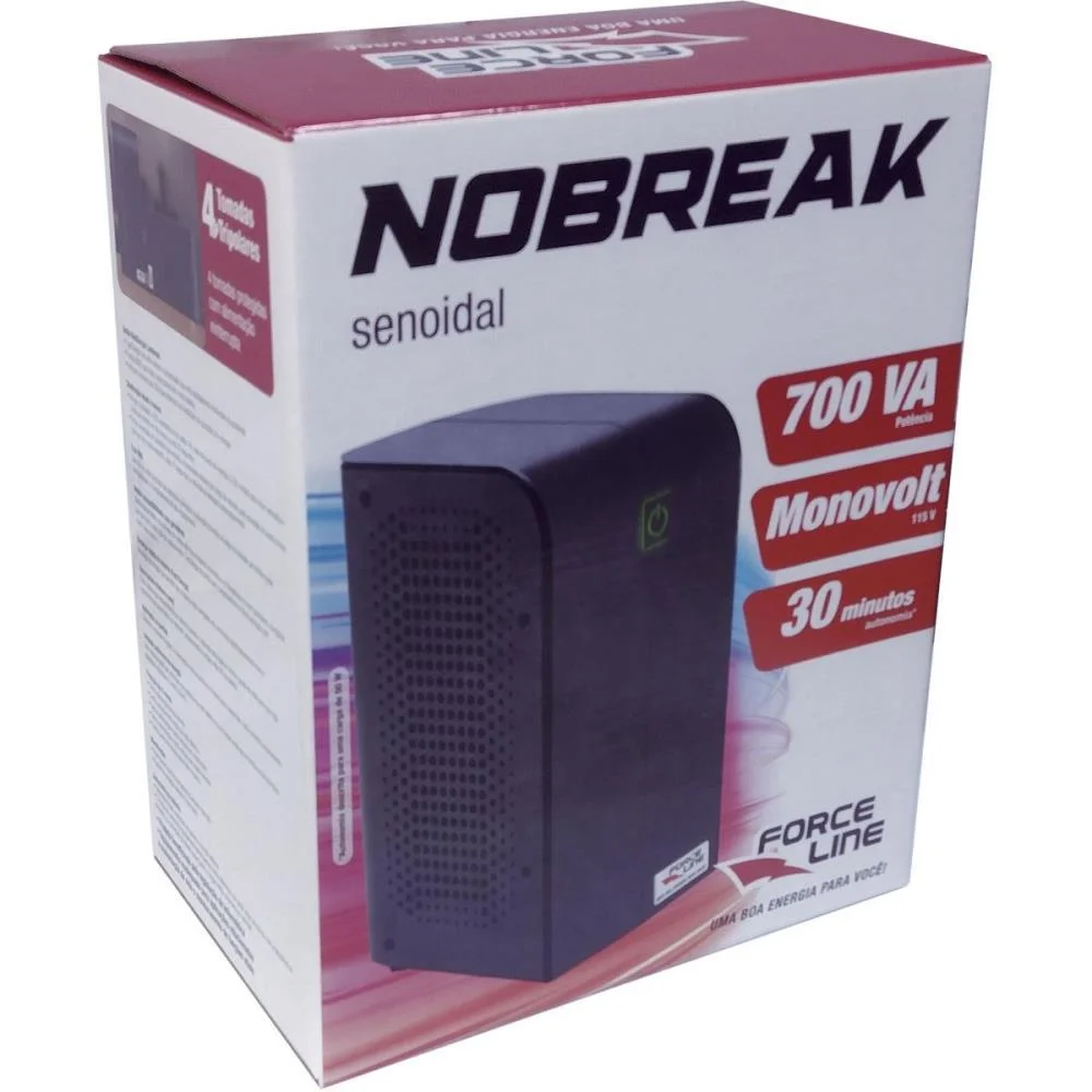 NO-BREAK 700VA MONO 115/115V SENOIDAL FORCE LINE (UNIDADE) - imagem 3