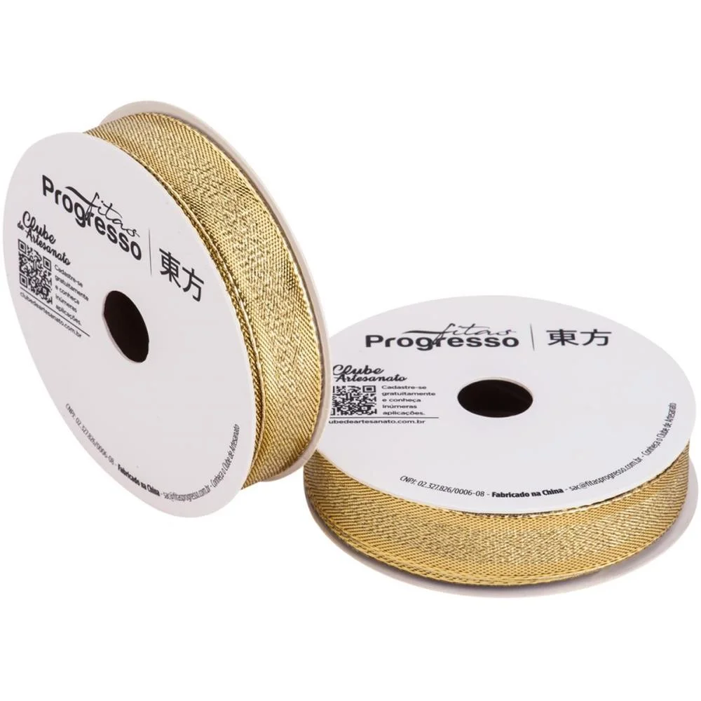 FITA METALIZADA 15MM 10M. OURO ARAMADA FITAS PROGRESSO (UNIDADE) - imagem 3