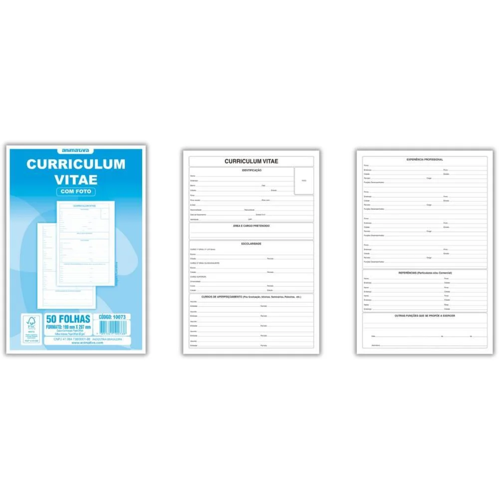 IMPRESSO ADMINISTRATIVO CURRICULUM 50 FOLHAS 199X297MM ANIMATIVA (PCT.C/05) - imagem 2