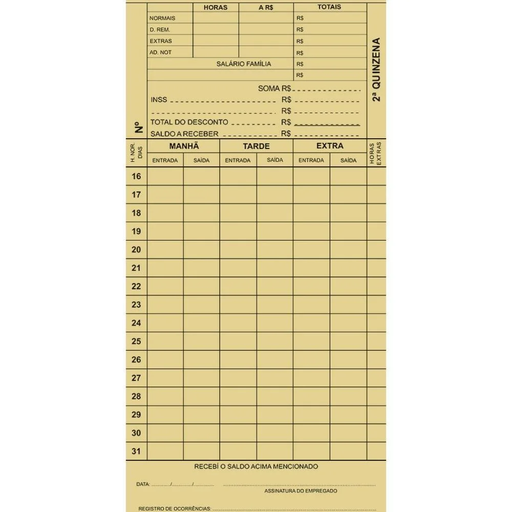 IMPRESSO CARTAO DE PONTO MENSAL PALHA 86X180MM ANIMATIVA (PCT.C/100) - imagem 4