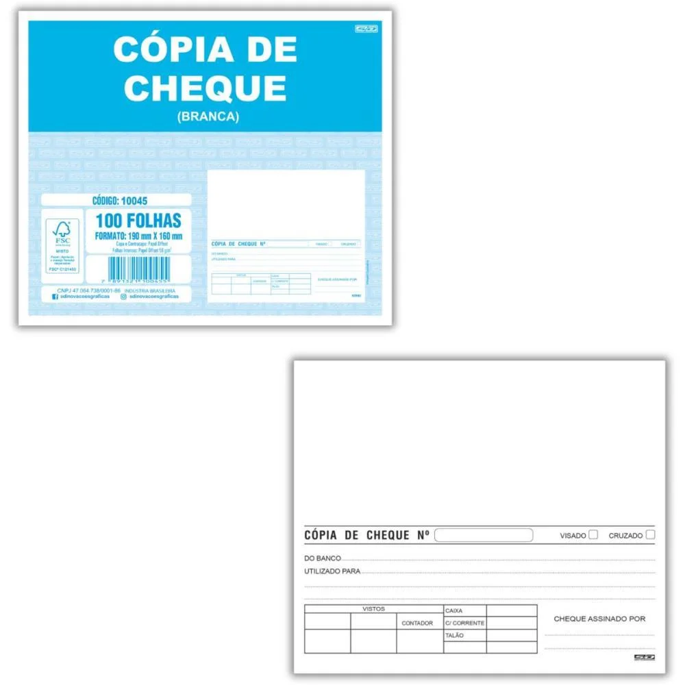 IMPRESSO COPIA DE CHEQUE BRANCO 100 FOLHAS 160X190MM ANIMATIVA (PCT.C/10) - imagem 3