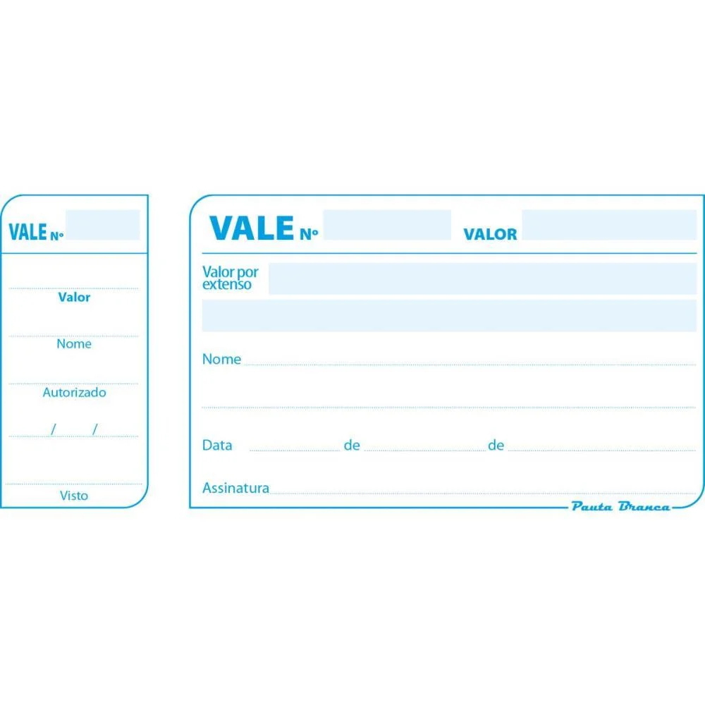 IMPRESSO VALE 50FLS C/CANHOTO 155X70MM PAUTA BRANCA (PCT.C/20) - imagem 2