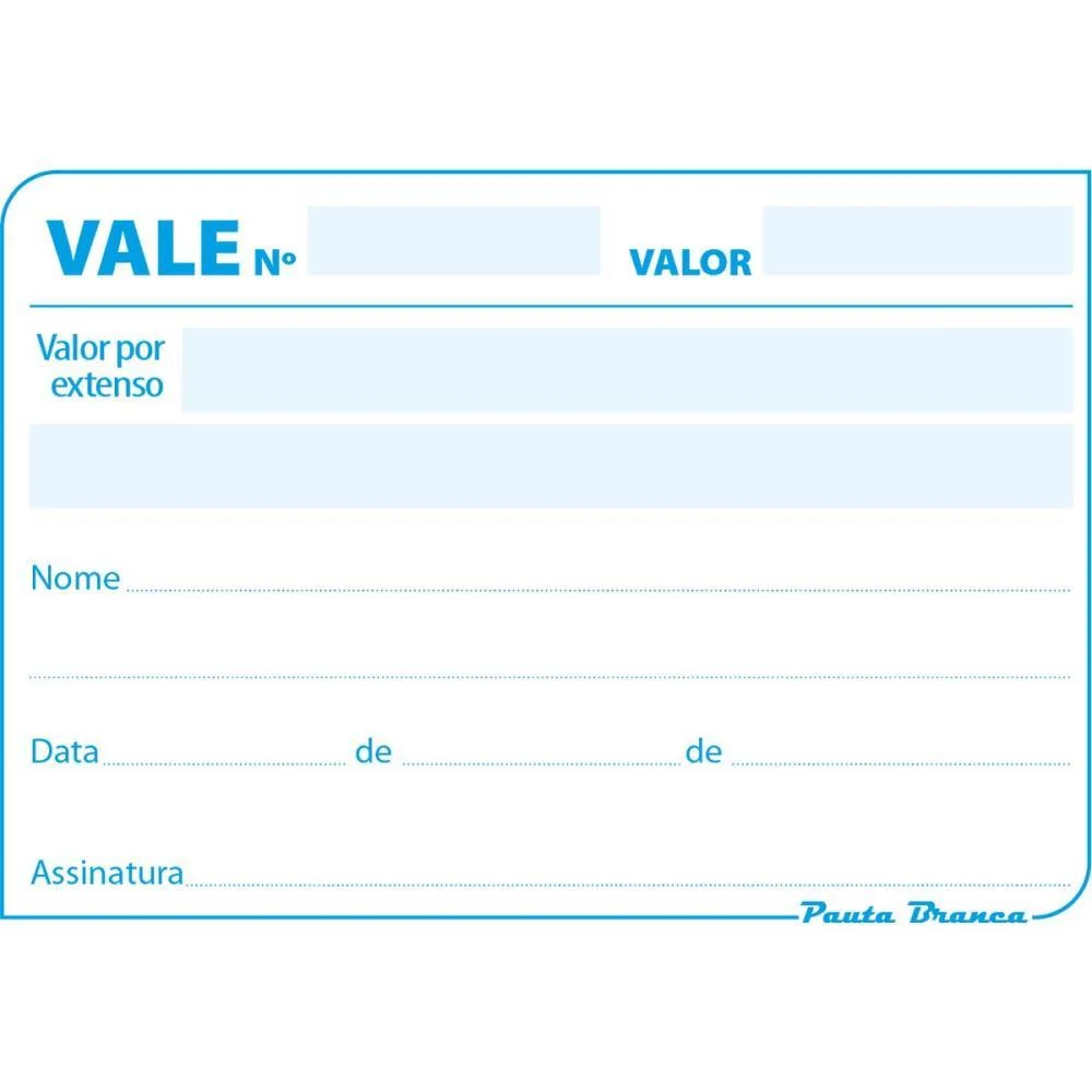 IMPRESSO VALE 50FLS S/CANHOTO 104X77MM PAUTA BRANCA (PCT.C/20) - imagem 2