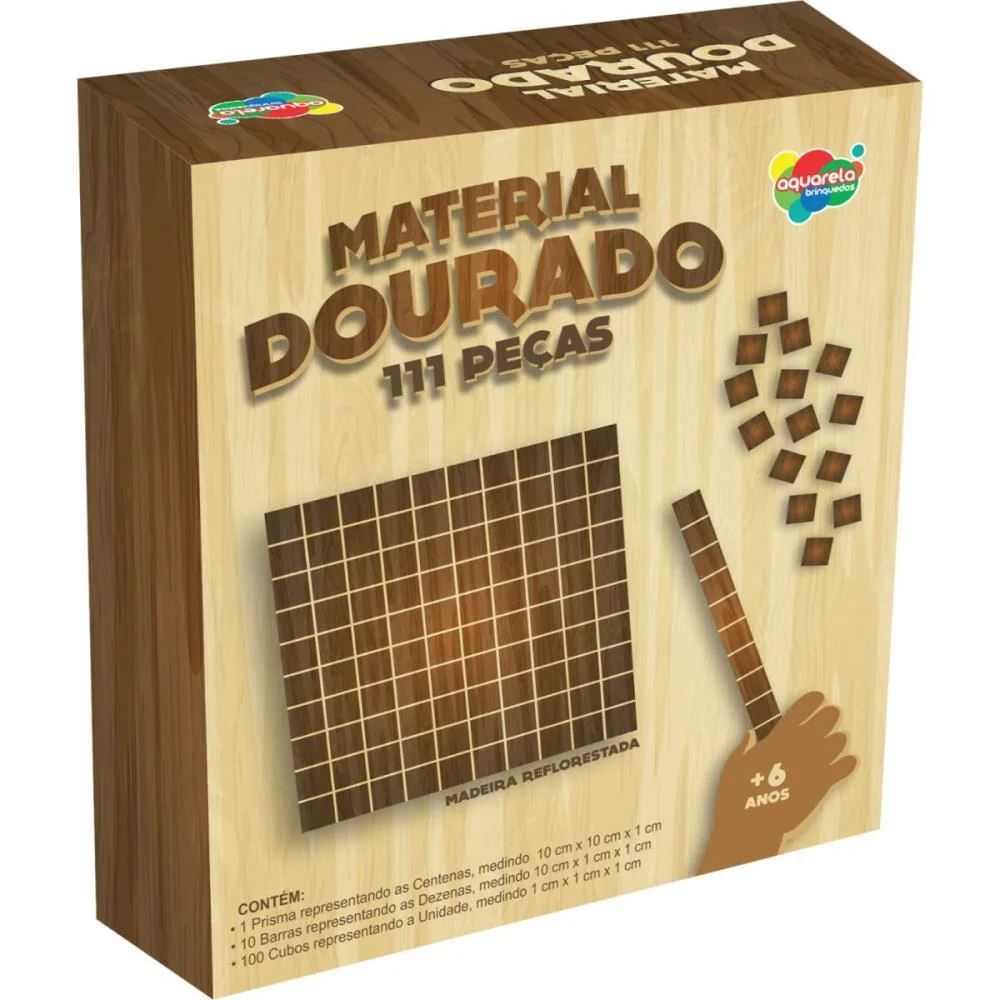 MATERIAL DOURADO MADEIRA C/111 PECAS AQUARELA BRINQUEDOS (UNIDADE) - imagem 4