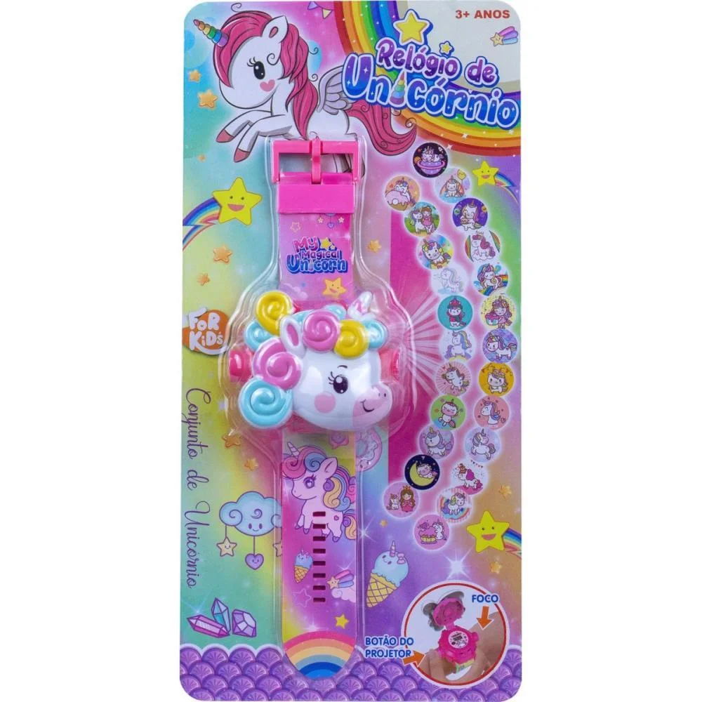 RELOGIO INFANTIL UNICORNIO COM PROJETOR BEE TOYS (UNIDADE) - imagem 3