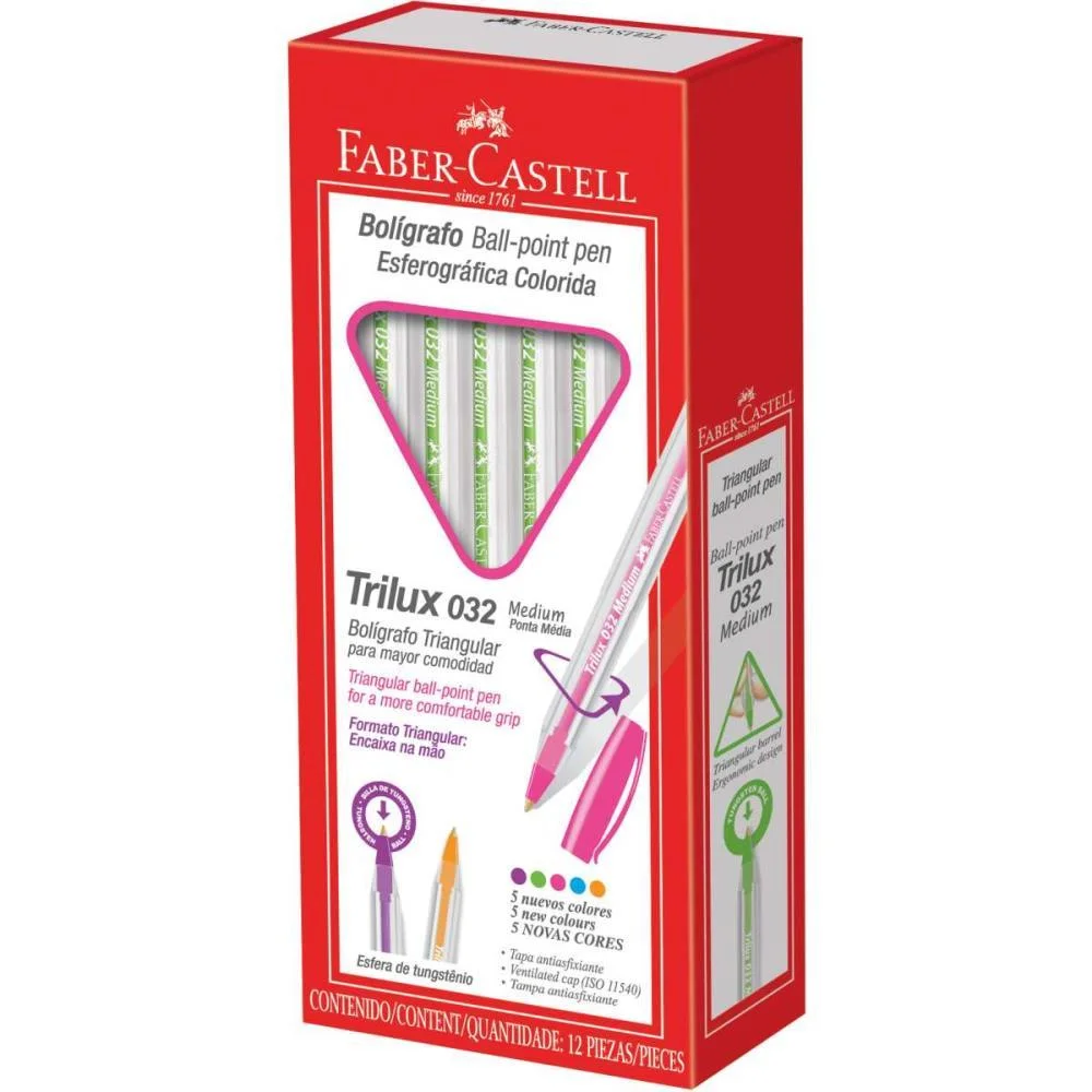 CANETA ESFEROGRAFICA TRILUX COLORS 1.0MM VERDE CLAR FABER-CASTELL (CX.C/12) - imagem 3