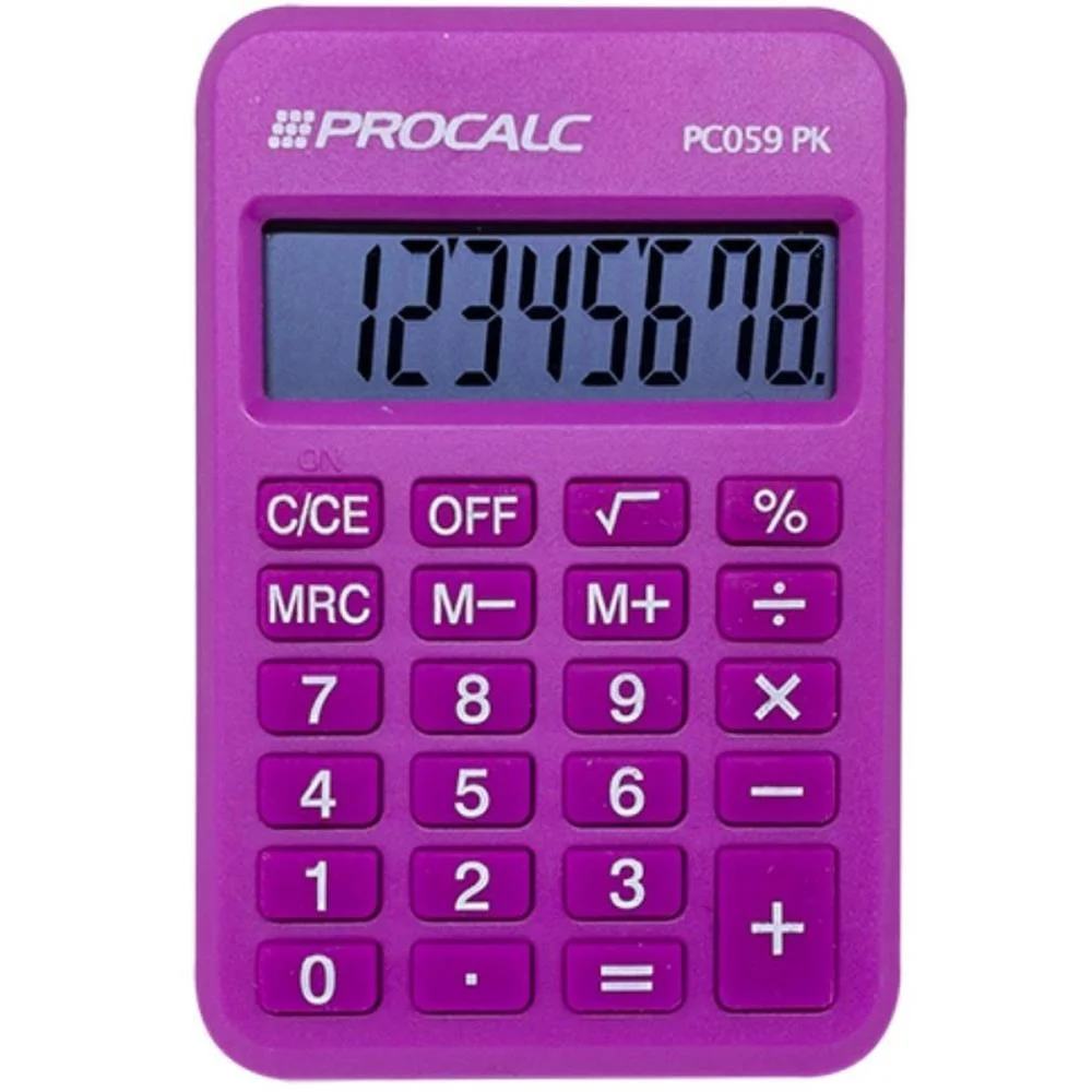 CALCULADORA DE BOLSO 8 DIGITOS ROSA PROCALC (UNIDADE) - imagem 2