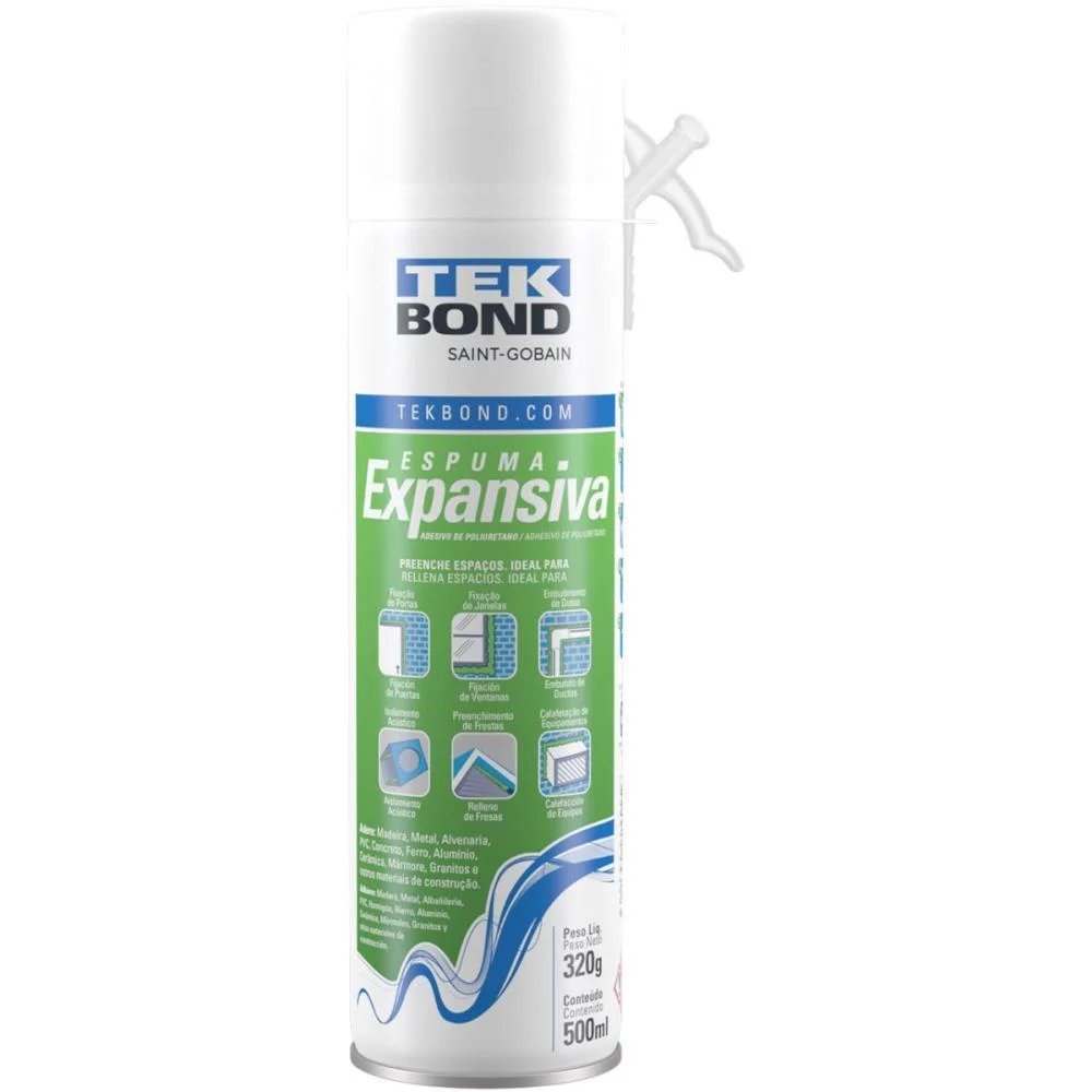 ESPUMA EXPANSIVA PU AMARELA 320GR/500ML TEKBOND (UNIDADE) - imagem 2