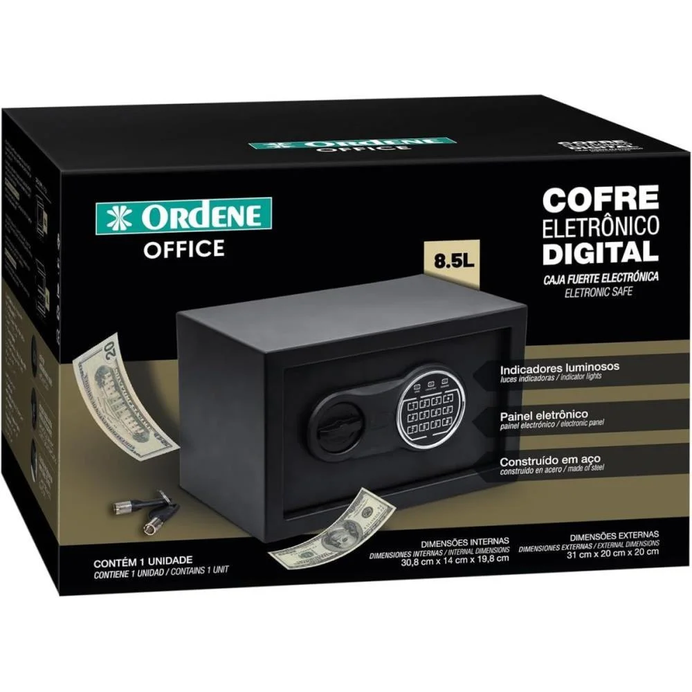COFRE ELETRONICO DIGITAL EM ACO 8,5L ORDENE (UNIDADE) - imagem 6