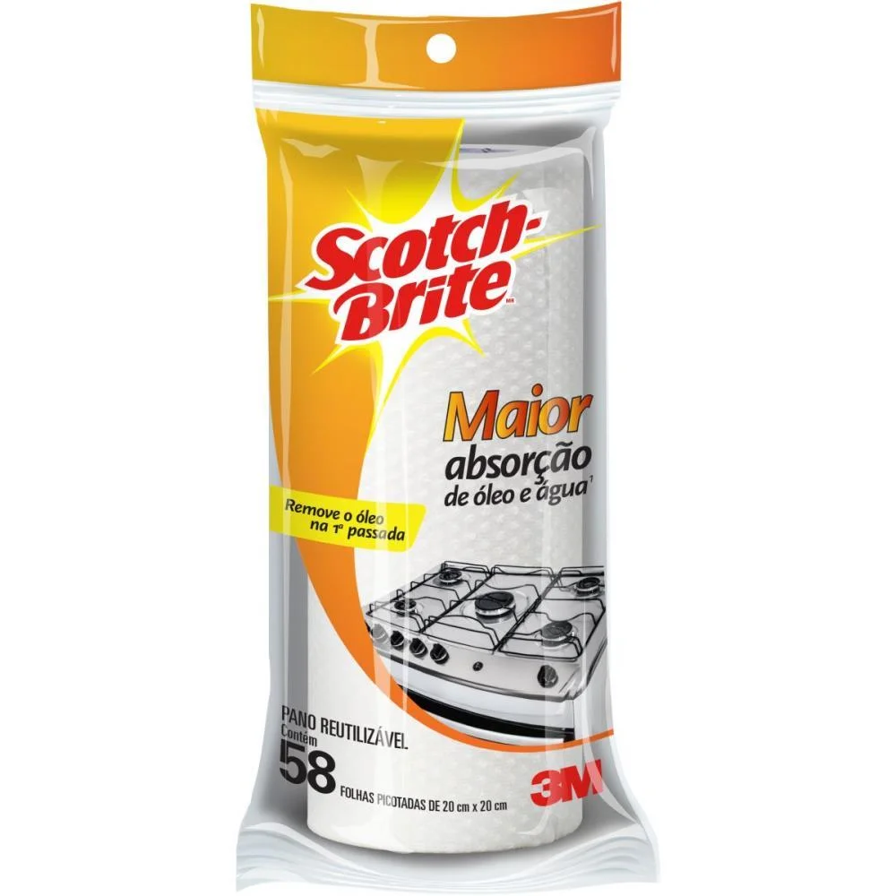 PANO DE LIMPEZA SCOTCH BRITE REUTILIZAVEL 58F 3M (ROLO) - imagem 3
