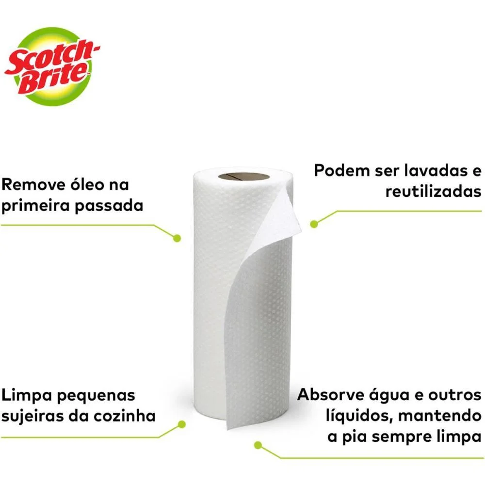 PANO DE LIMPEZA SCOTCH BRITE REUTILIZAVEL 58F 3M (ROLO) - imagem 5