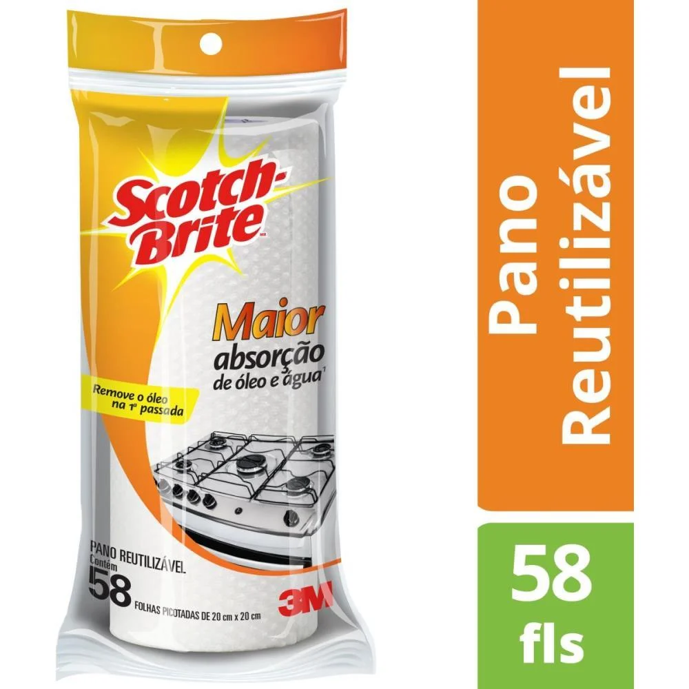 PANO DE LIMPEZA SCOTCH BRITE REUTILIZAVEL 58F 3M (ROLO) - imagem 7