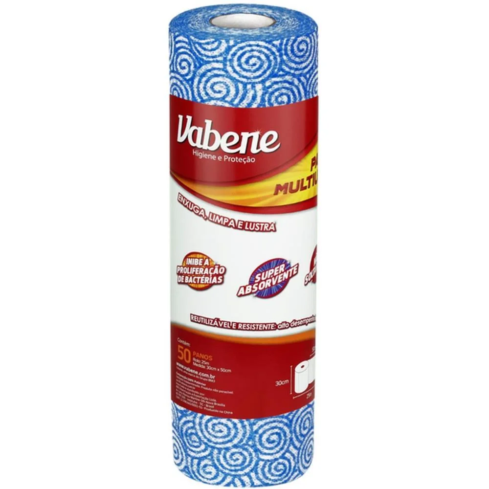 PANO MULTIUSO 25X28CM AZUL C/50 UNIDADES VABENE (ROLO) - imagem 3