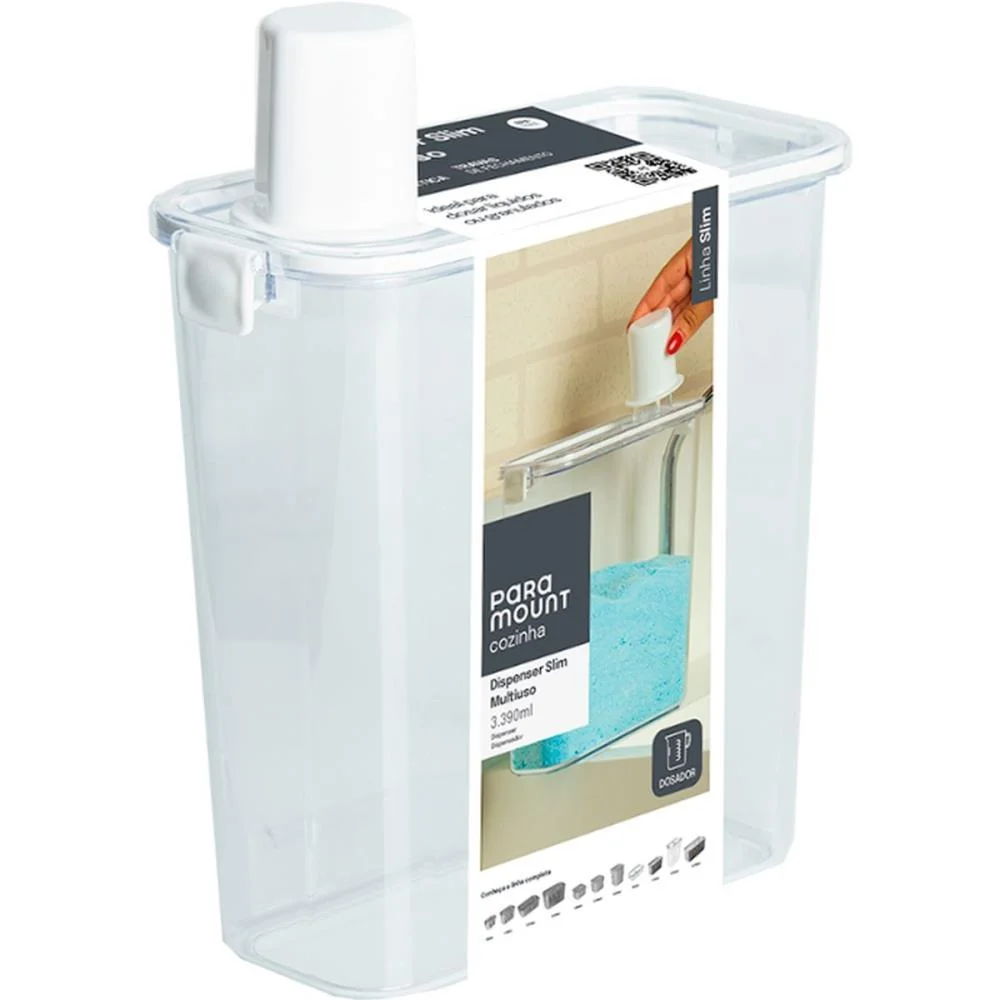 POTE ACRILICO SLIM DISPENSER MULTIUSO 3390ML PARAMOUNT (UNIDADE) - imagem 2