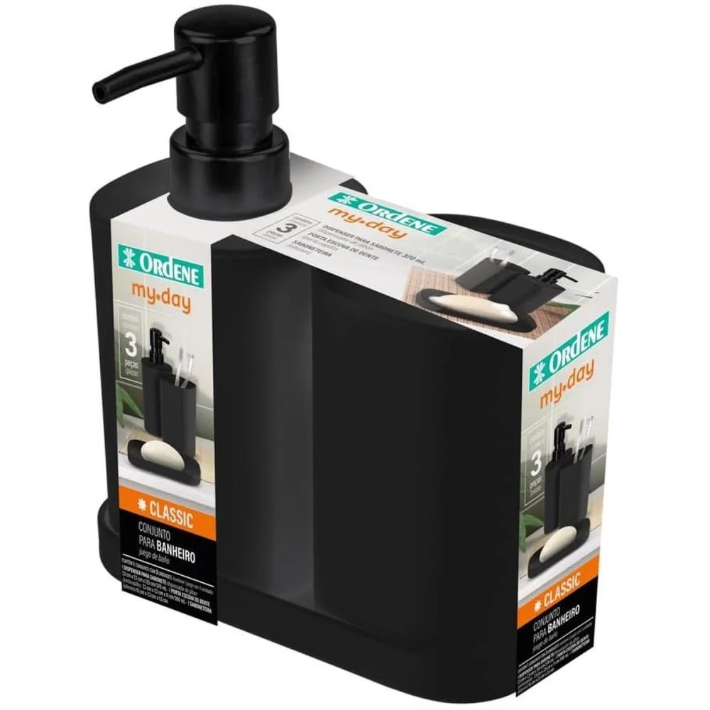 UTENSILIOS PARA BANHEIRO KIT 3PCS PARA PIA PRETO ORDENE (KIT) - imagem 9