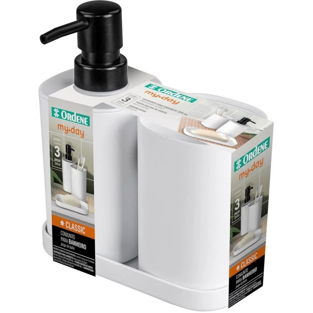 UTENSILIOS PARA BANHEIRO KIT 3PCS PARA PIA BRANCO ORDENE (KIT) - imagem 9