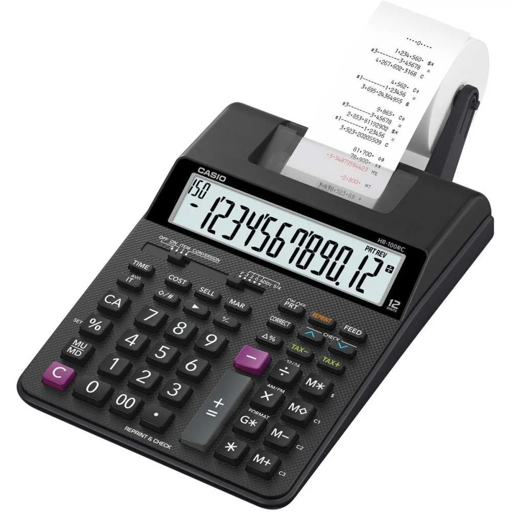 CALCULADORA DE IMPRESSAO 12 DIG. REIMPRESSAO BIVOLT PR. CASIO (UNIDADE)