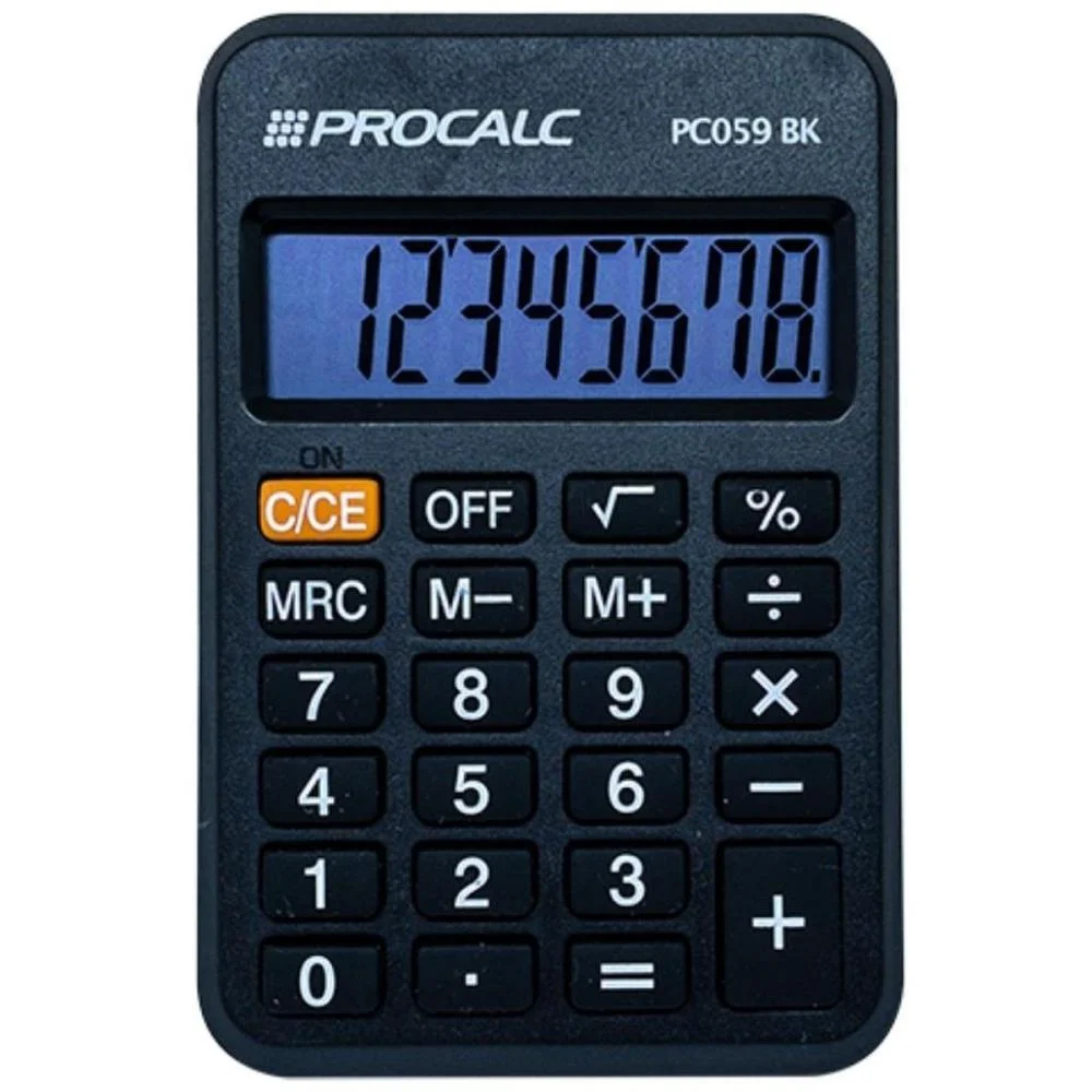 CALCULADORA DE BOLSO 8 DIGITOS PRETA PROCALC (UNIDADE) - imagem 3