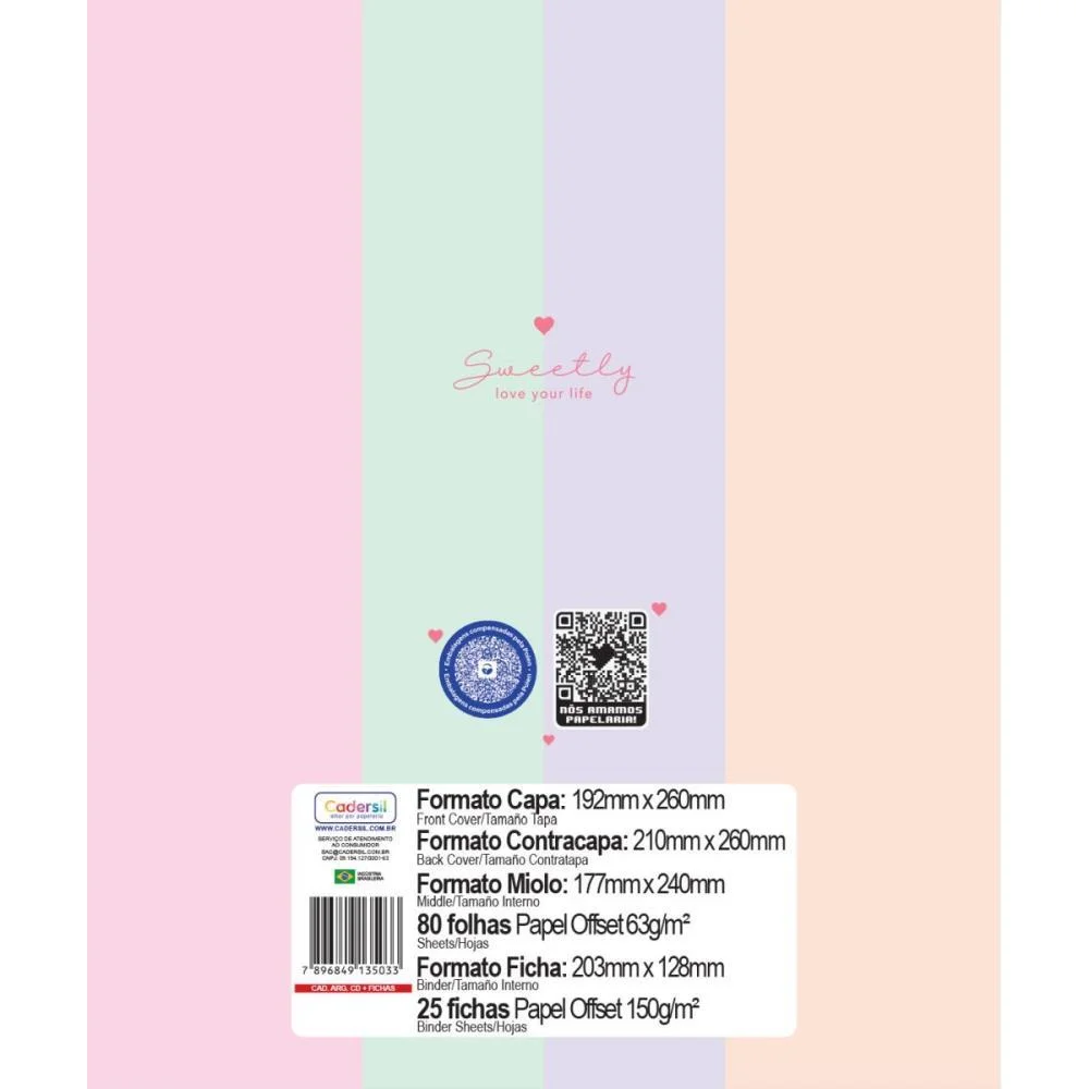CADERNO ARGOLADO SWEETLY C/ELAS+6DIV+FICHA (S) CADERSIL (UNIDADE) - imagem 11