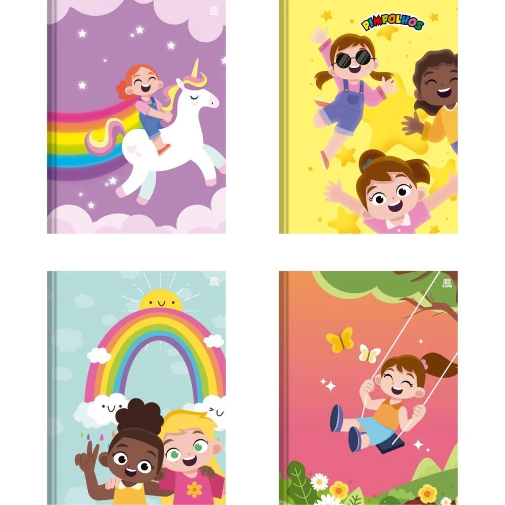 CADERNO BROCHURA 1/4 CAPA DURA PIMPOLHOS FEMININO 96F ANIMATIVA (PCT.C/05) - imagem 3