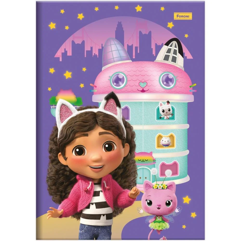 CADERNO BROCHURA 1/4 CAPA DURA A CASA MAGICA DA GABBY 80FLS FORONI (PCT.C/05) - imagem 3