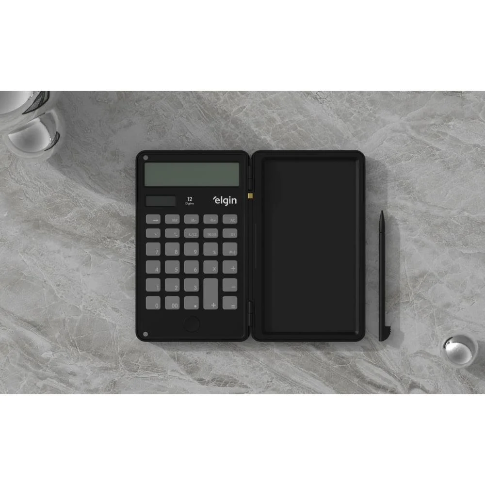 CALCULADORA DE BOLSO 12 DIGITOS C/TELA P/ANOT.PRETA ELGIN (UNIDADE) - imagem 5