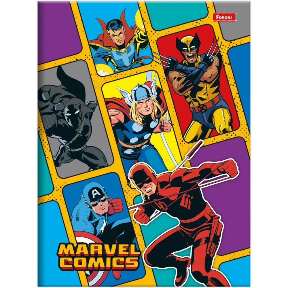 CADERNO BROCHURA 1/4 CAPA DURA MARVEL COMICS 80FLS FORONI (PCT.C/05) - imagem 6