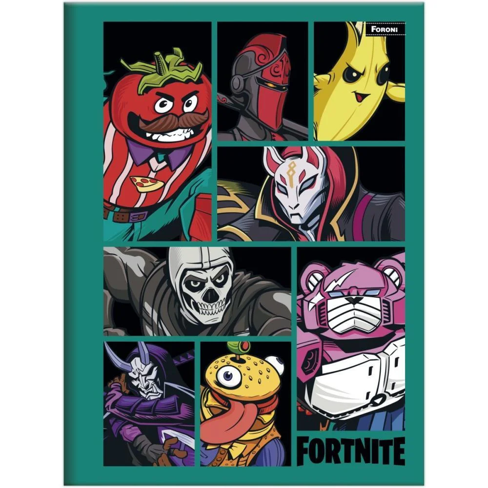 CADERNO BROCHURA 1/4 CAPA DURA FORTNITE 80FLS FORONI (PCT.C/05) - imagem 3