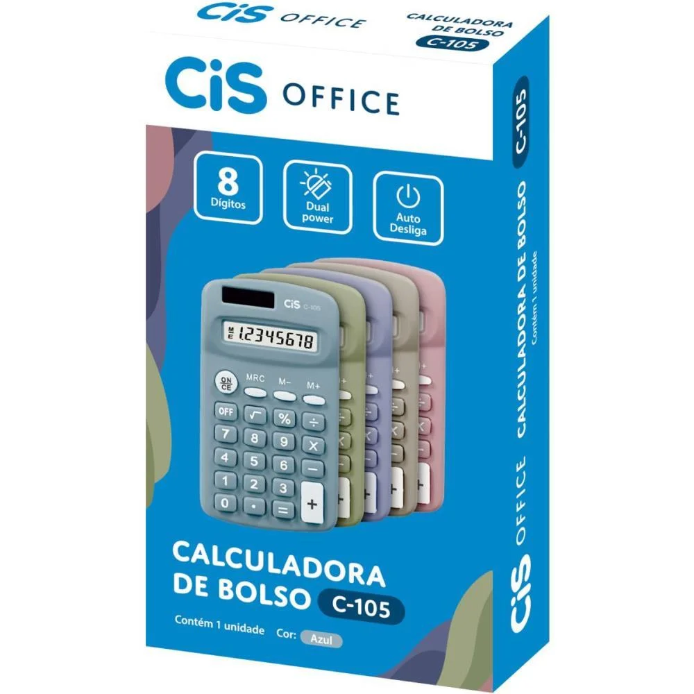 CALCULADORA DE BOLSO 8 DIG. MOD C-105 AZUL SERTIC (UNIDADE) - imagem 3