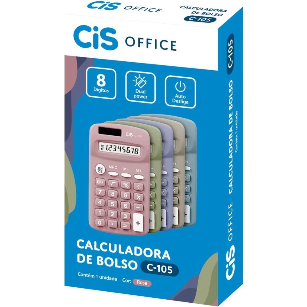 CALCULADORA DE BOLSO 8 DIG. MOD C-105 ROSA SERTIC (UNIDADE) - imagem 3