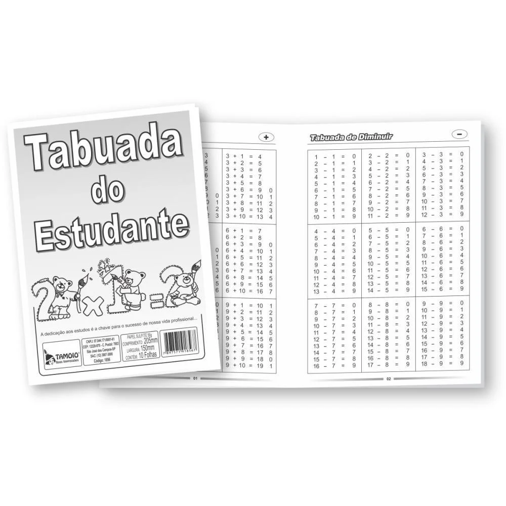 CADERNO DE TABUADA TABUADA DO ESTUDANTE 10 FOLHAS TAMOIO (PCT.C/50) - imagem 3